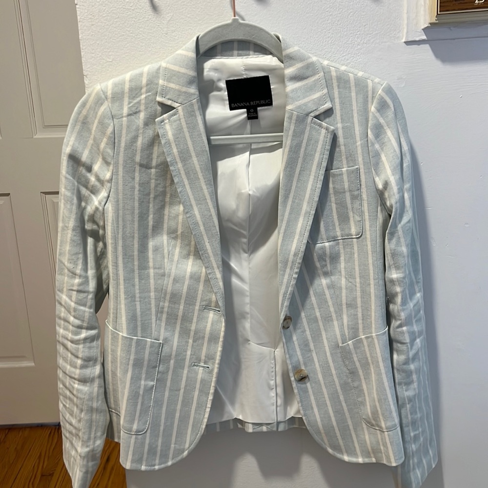 Banana Republic, brand new, never worn, blue and white striped blazer